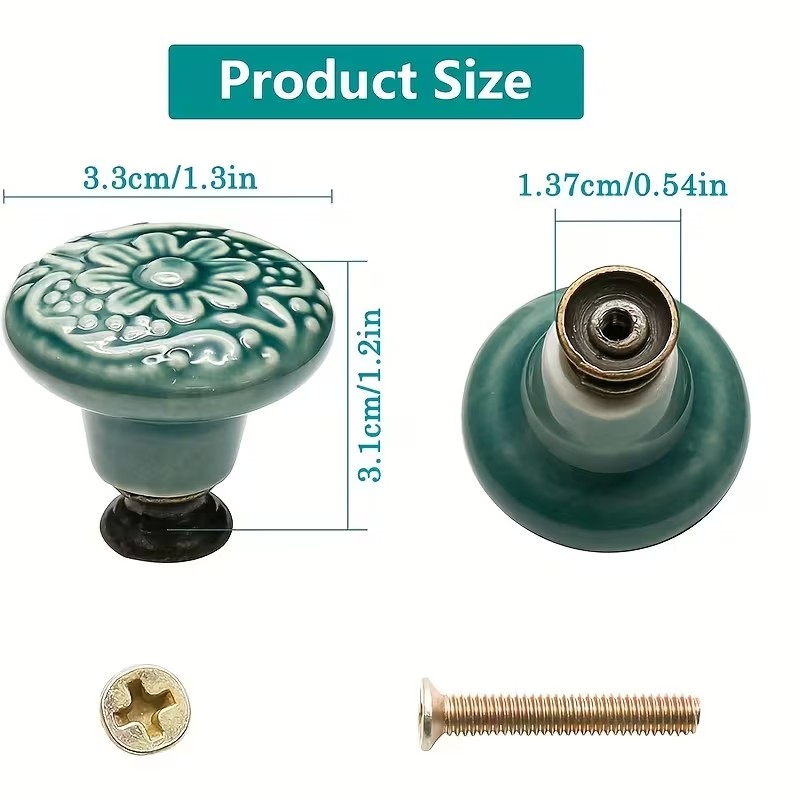 12pcs Ceramic Cabinet Knobs, F - Furniture Joint Hardware 评论和价格