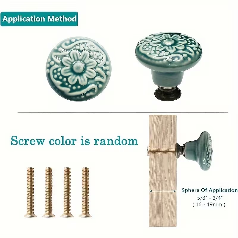 12pcs Ceramic Cabinet Knobs, F - Furniture Joint Hardware 评论和价格