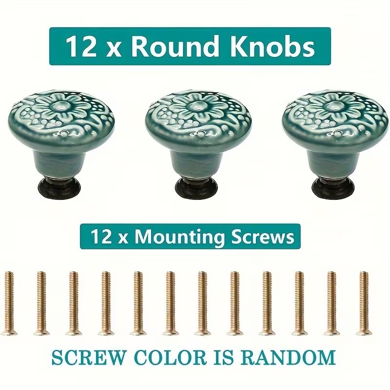 12pcs Ceramic Cabinet Knobs, F - Furniture Joint Hardware 评论和价格
